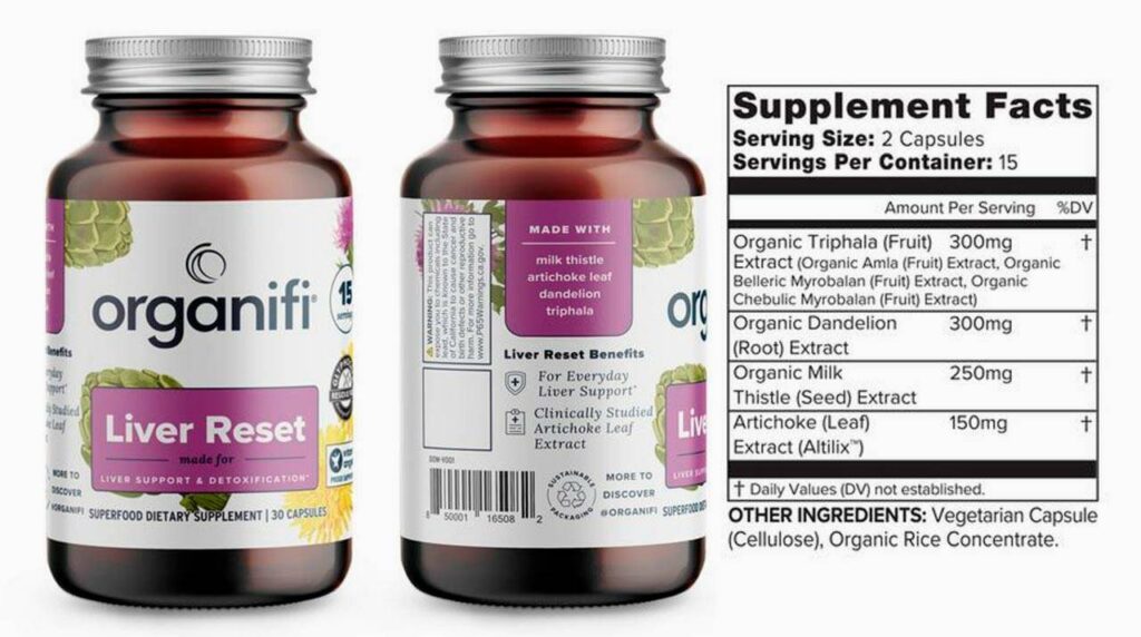 Organifi Liver Reset ingredients