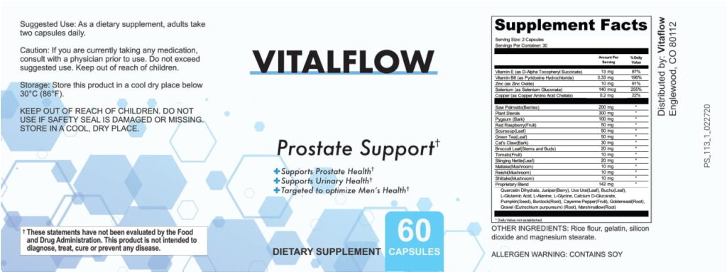 VitalFlow ingredient label